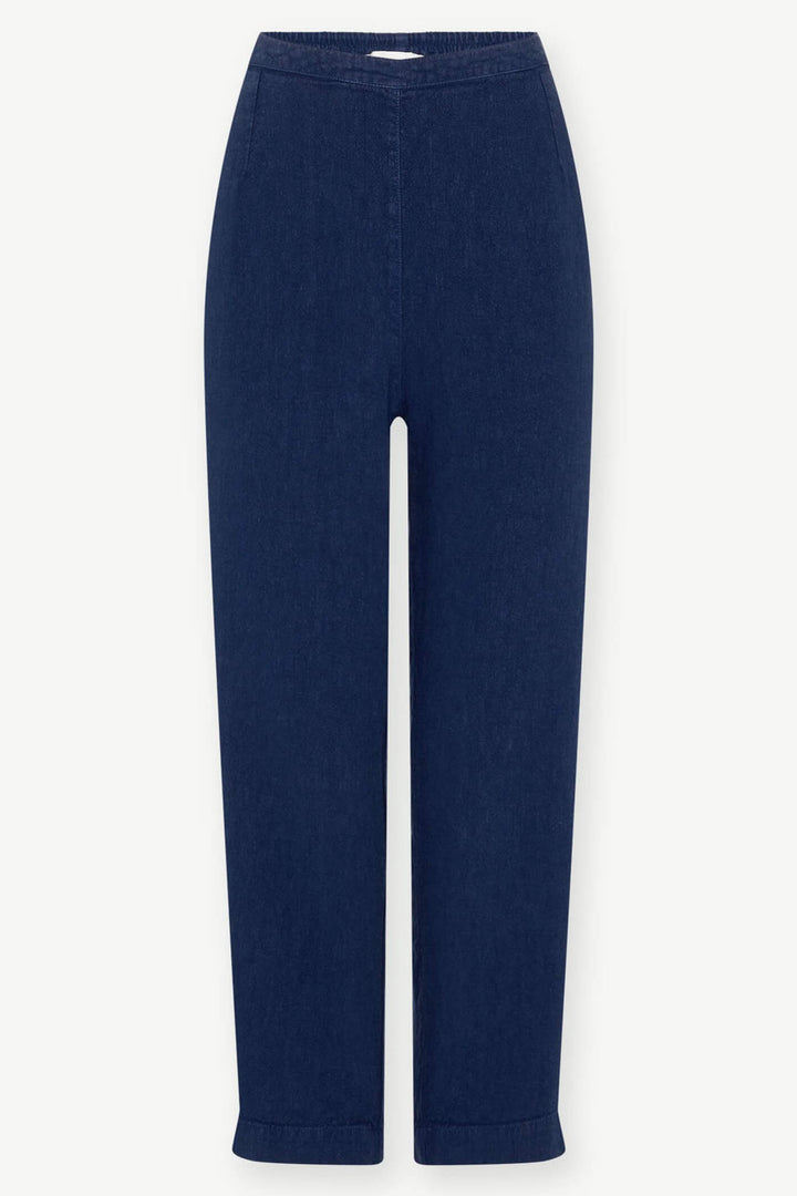 Sahara LAP3665A HTL Midnight Blue Textured Linen Slim Trouser - Shirley Allum Boutique