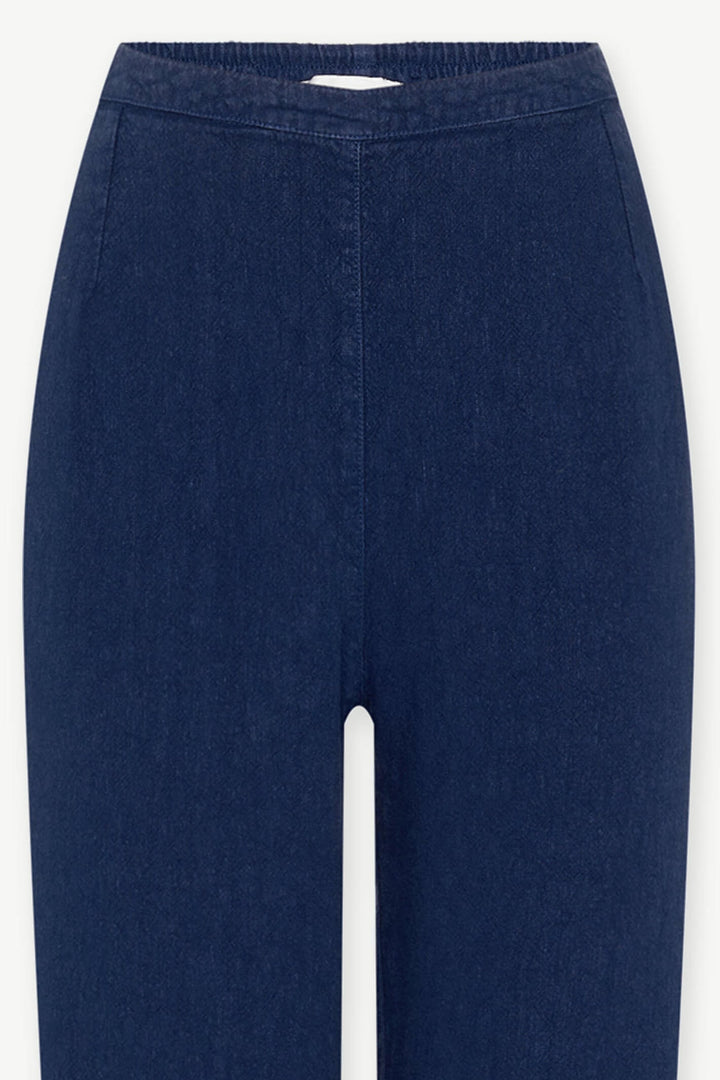 Sahara LAP3665A HTL Midnight Blue Textured Linen Slim Trouser - Shirley Allum Boutique