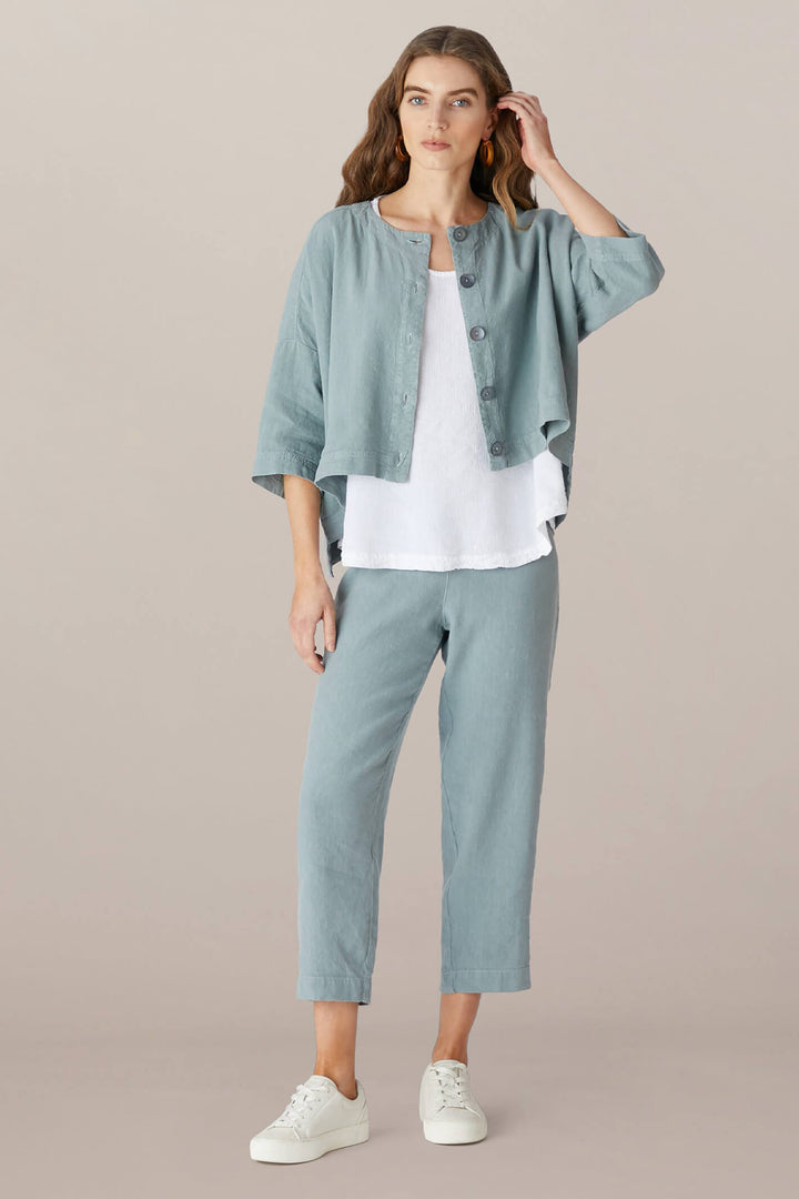 Sahara LAP3665A HTL Sage Textured Linen Slim Trouser - Shirley Allum Boutique