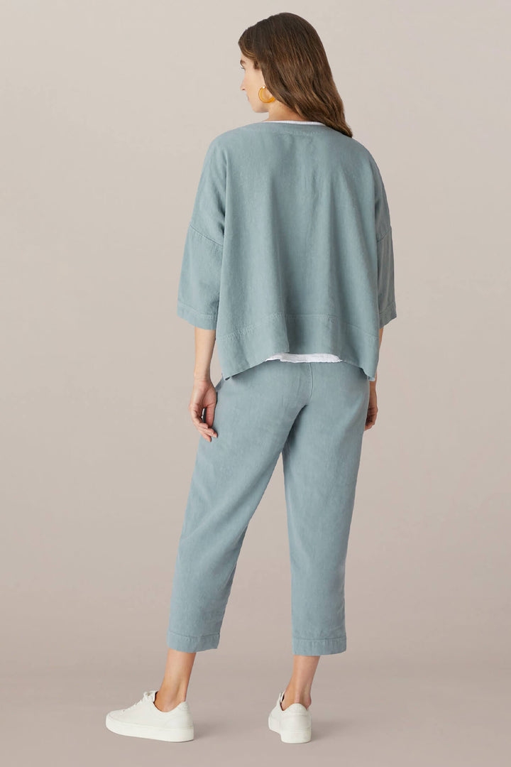Sahara LAP3665A HTL Sage Textured Linen Slim Trouser - Shirley Allum Boutique