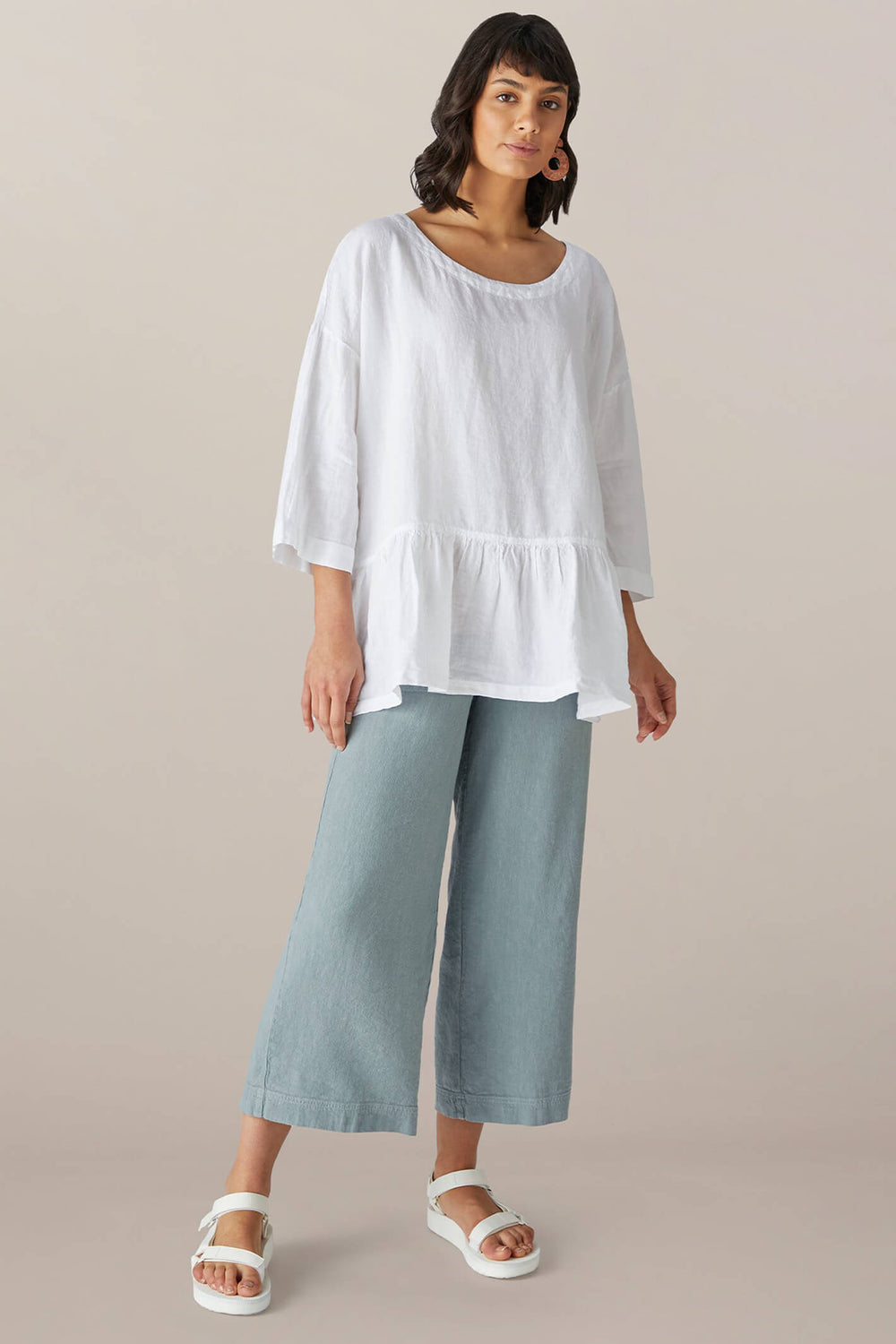 Sahara LAT4871 OL White Organza Frill Front Tunic - Shirley Allum Boutique