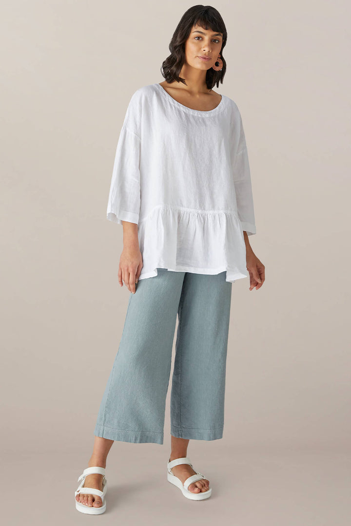 Sahara LAT4871 OL White Organza Frill Front Tunic - Shirley Allum Boutique
