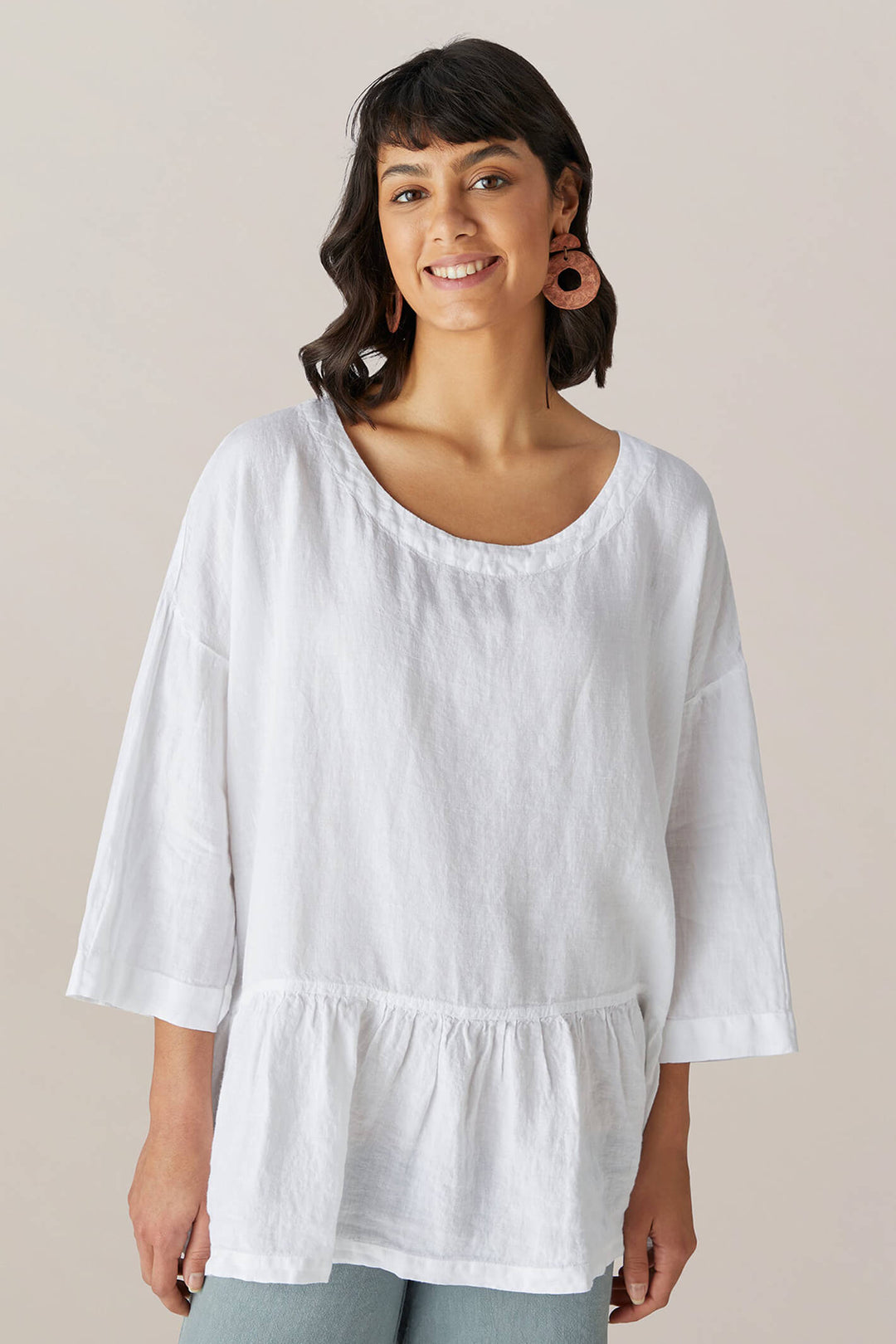 Sahara LAT4871 OL White Organza Frill Front Tunic - Shirley Allum Boutique