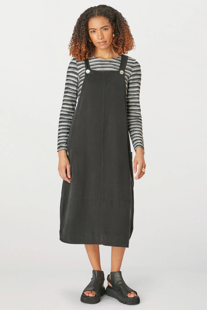 Sahara MTD4694-NTT Fluid Twill Black Pinafore Dress - Shirley Allum Boutique