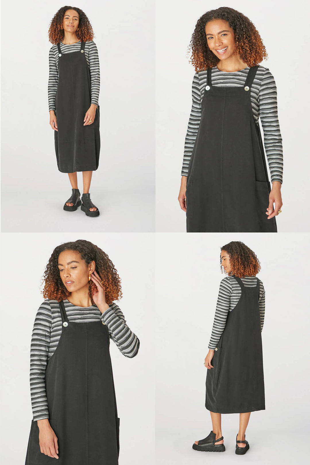 Sahara MTD4694-NTT Fluid Twill Black Pinafore Dress - Shirley Allum Boutique