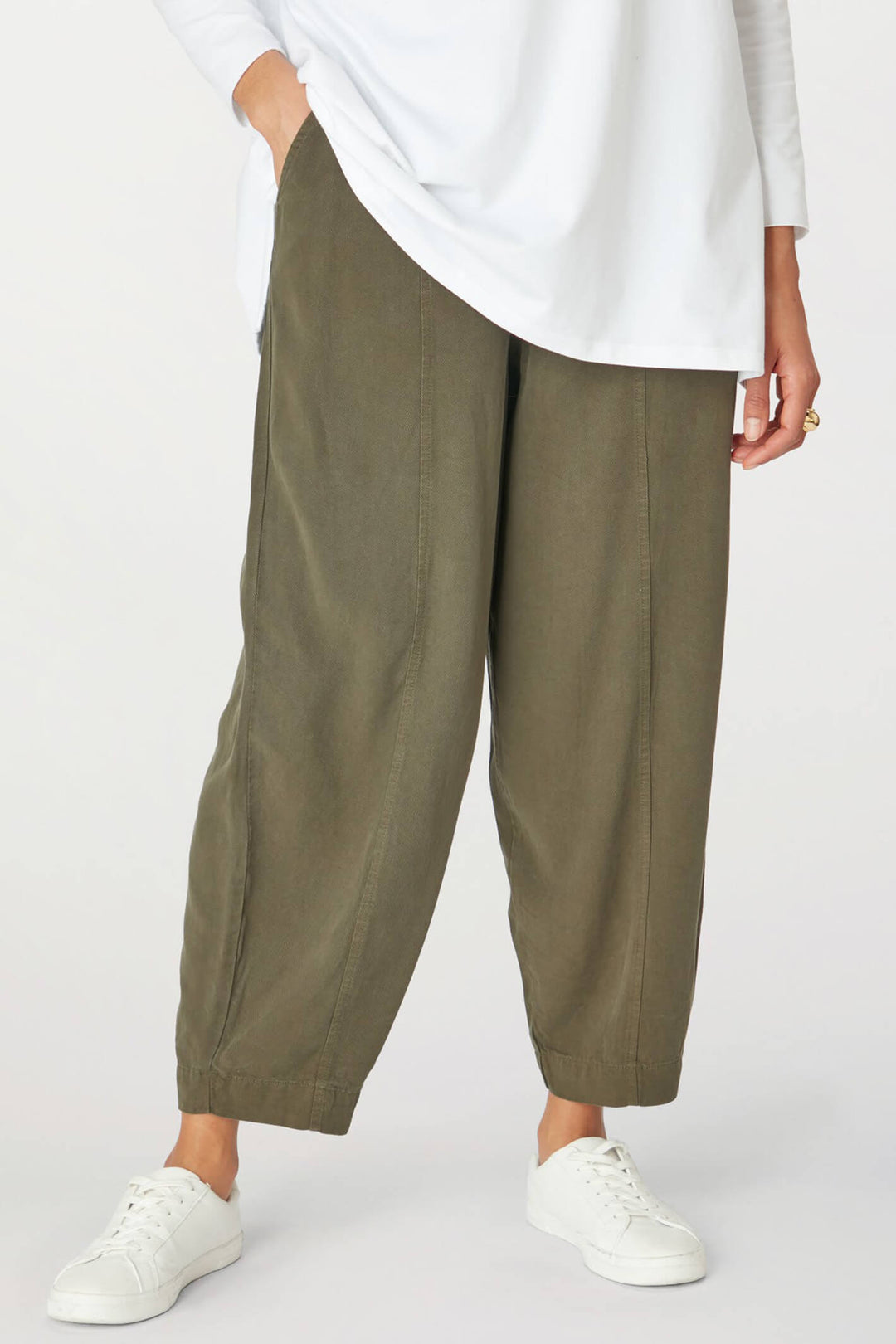 Sahara MTP3829-NTT Khaki Fluid Twill Bubble Trouser - Shirley Allum Boutique