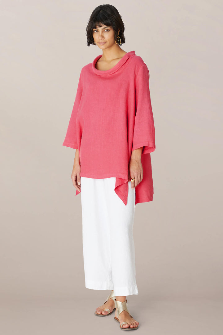 Sahara MTT5239-NFL Hot Coral Linen Cowl Neck Tunic - Shirley Allum Boutique