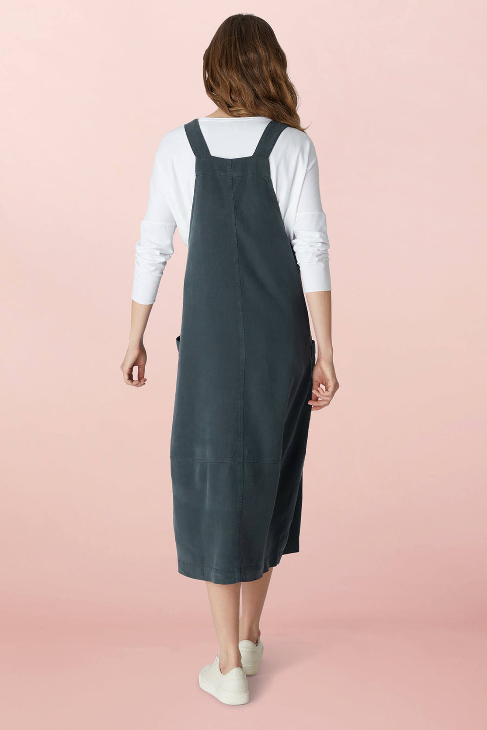 Sahara RED4694 NTT Steel Tencel Twill Pinafore Dress - Shirley Allum Boutique