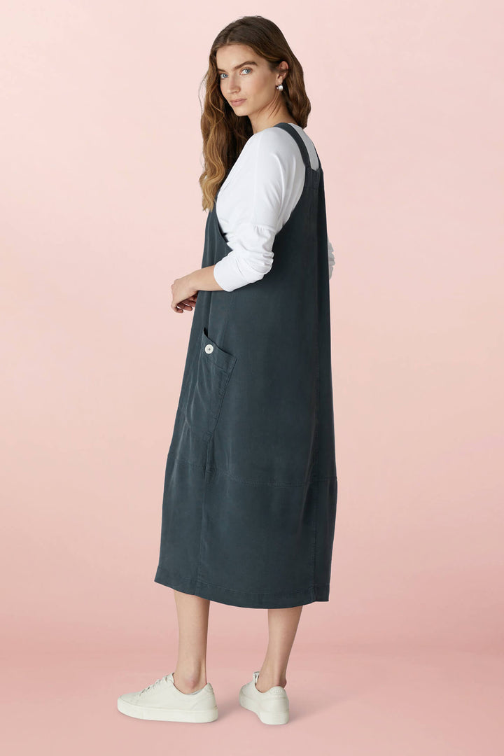 Sahara RED4694 NTT Steel Tencel Twill Pinafore Dress - Shirley Allum Boutique