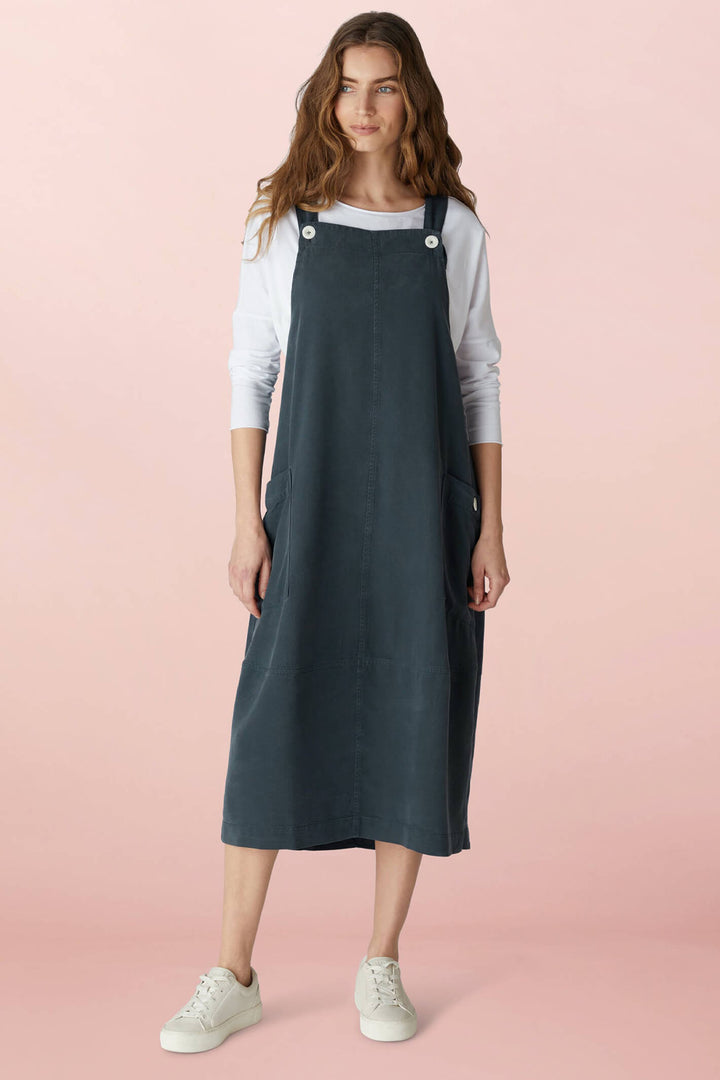 Sahara RED4694 NTT Steel Tencel Twill Pinafore Dress - Shirley Allum Boutique