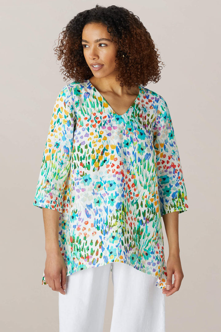 Sahara SPT4870 WGL Multicoloured Wild Garden Linen Tunic - Shirley Allum Boutique