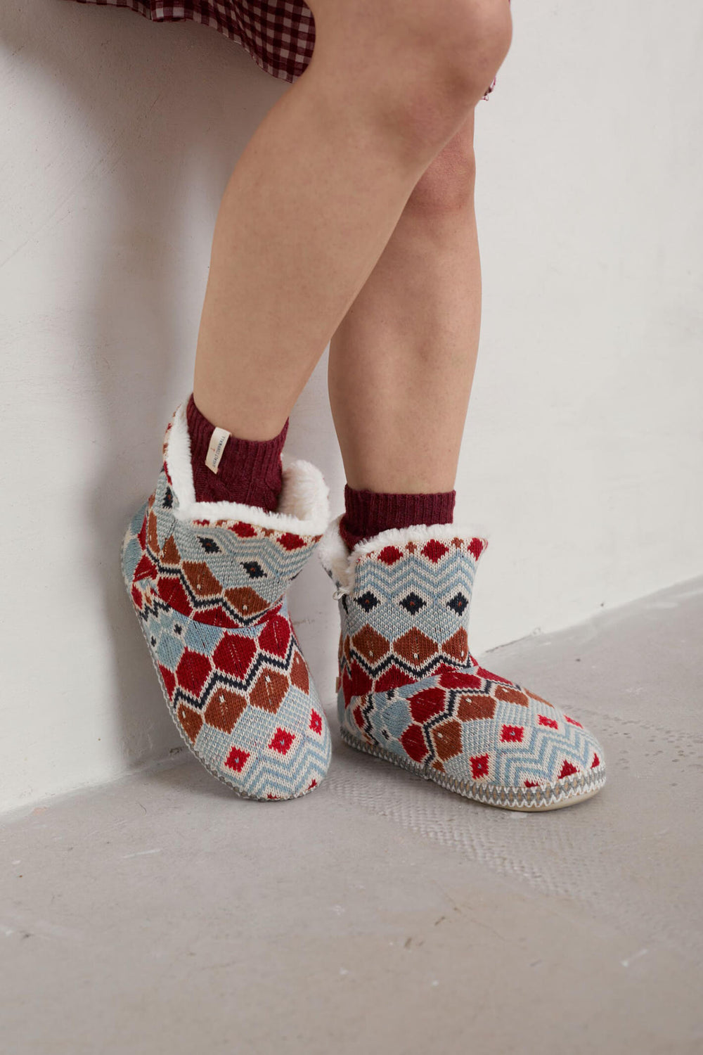 Seasalt 273070 Andrena Aran Dahlia Mix Snooze Slipper Booties - Shirley Allum Boutique