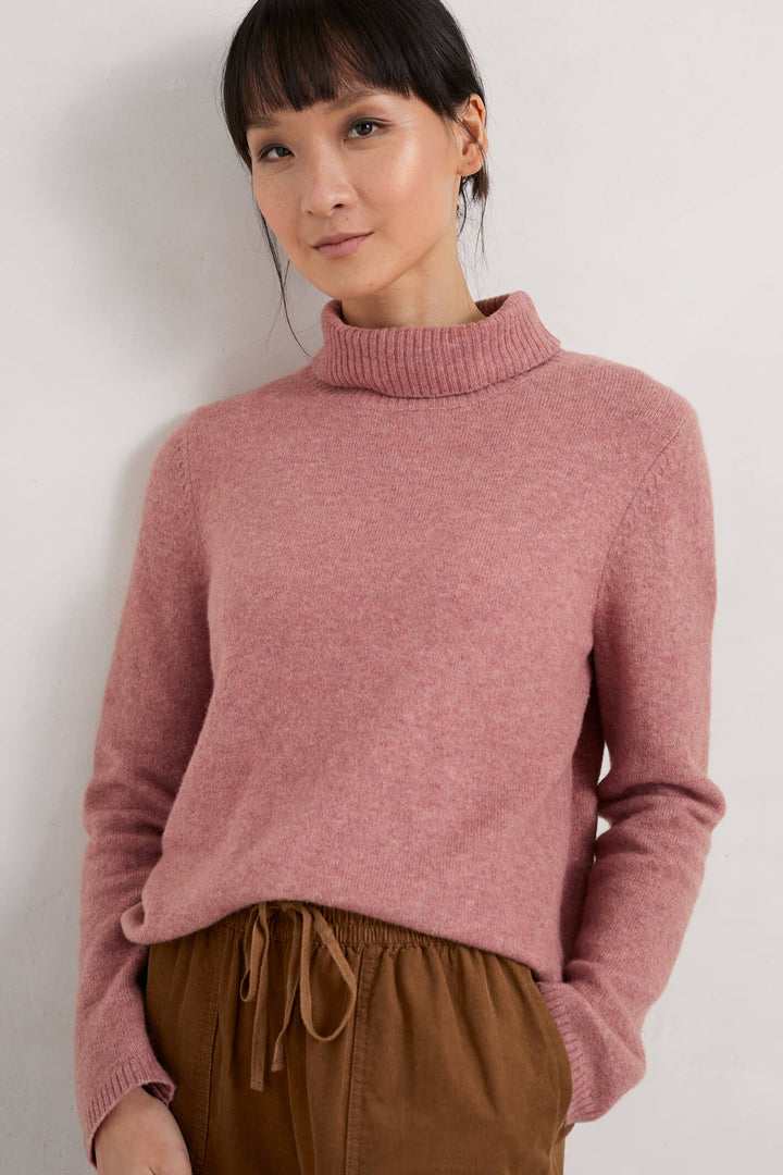 Seasalt Cloud Chasing Plaster Pink Roll-Neck Jumper - Shirley Allum Boutique
