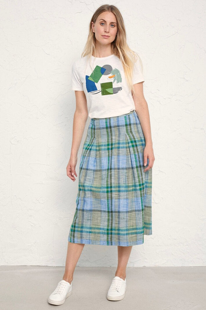 Seasalt Field Atlas Heath Blue Check Sandbank Skirt - Shirley Allum
