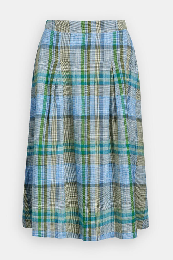 Seasalt Field Atlas Heath Blue Check Sandbank Skirt - Shirley Allum