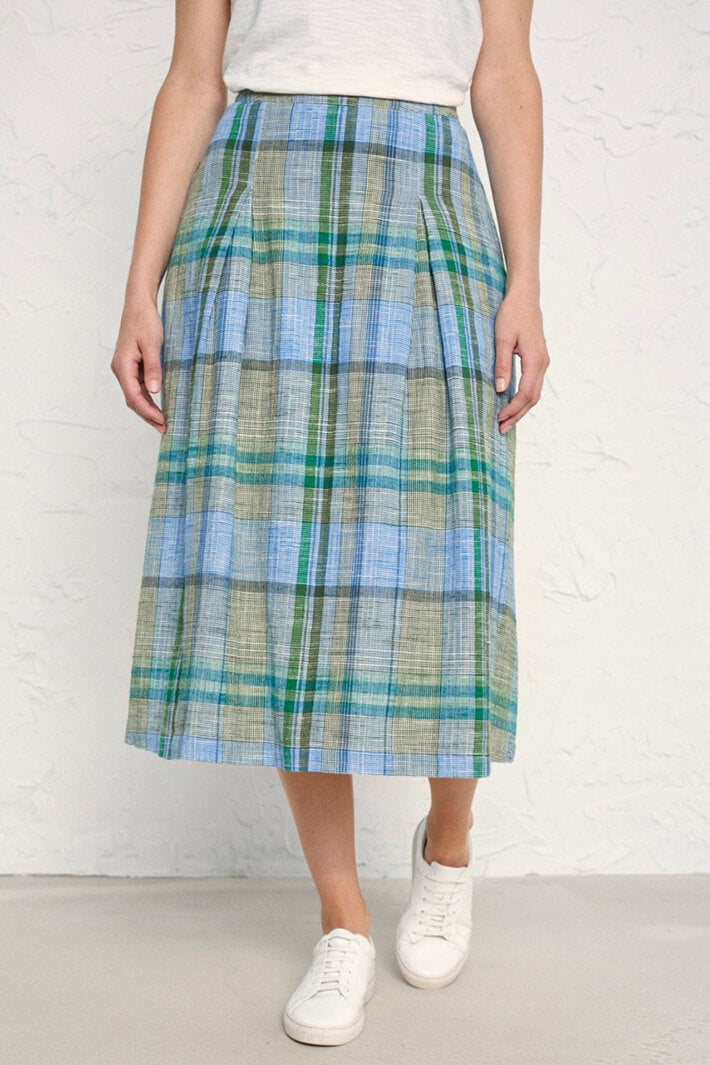 Seasalt Field Atlas Heath Blue Check Sandbank Skirt - Shirley Allum