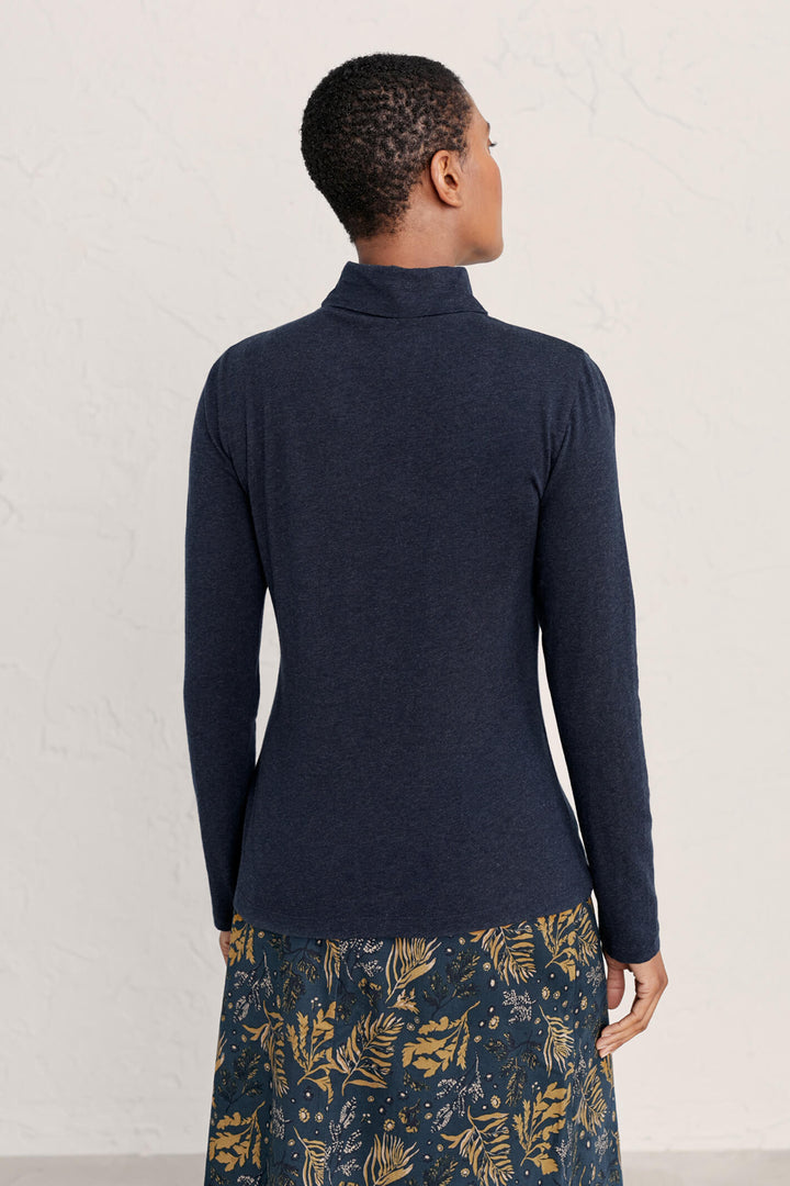 Seasalt Landing Maritime Blue Roll Neck Long Sleeve Top
