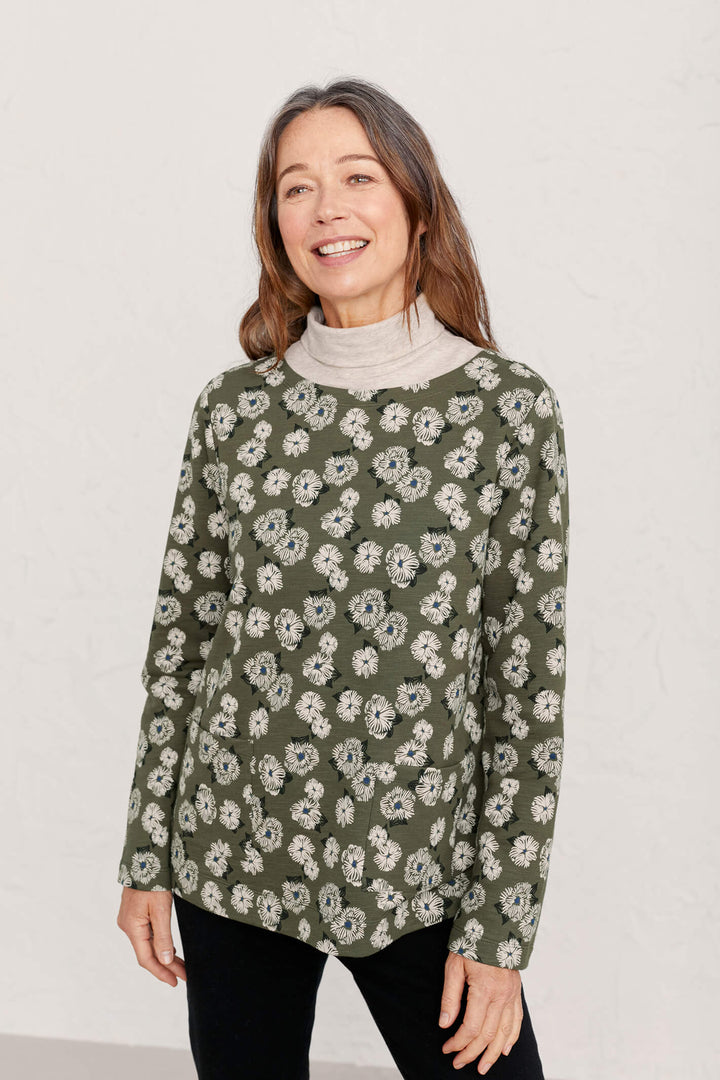 Seasalt Little Tern Anemone Drift Olive Green Top