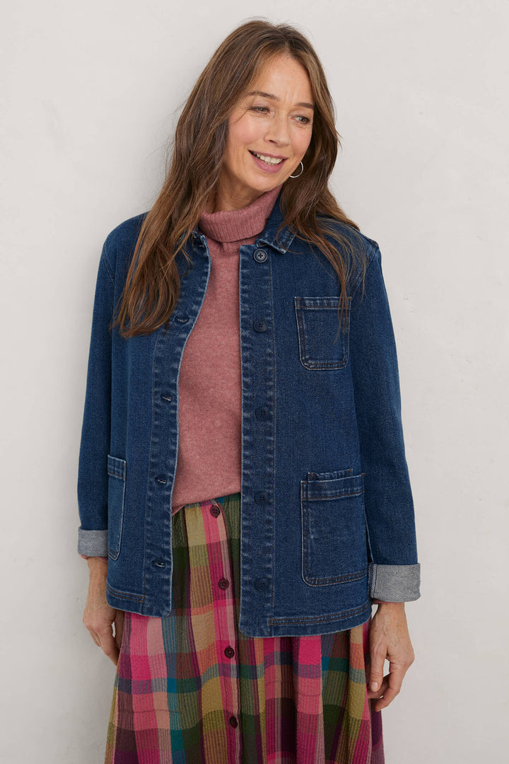 Seasalt Reading Rocks Mid Indigo Blue Denim Wash Jacket - Shirley Allum Boutique