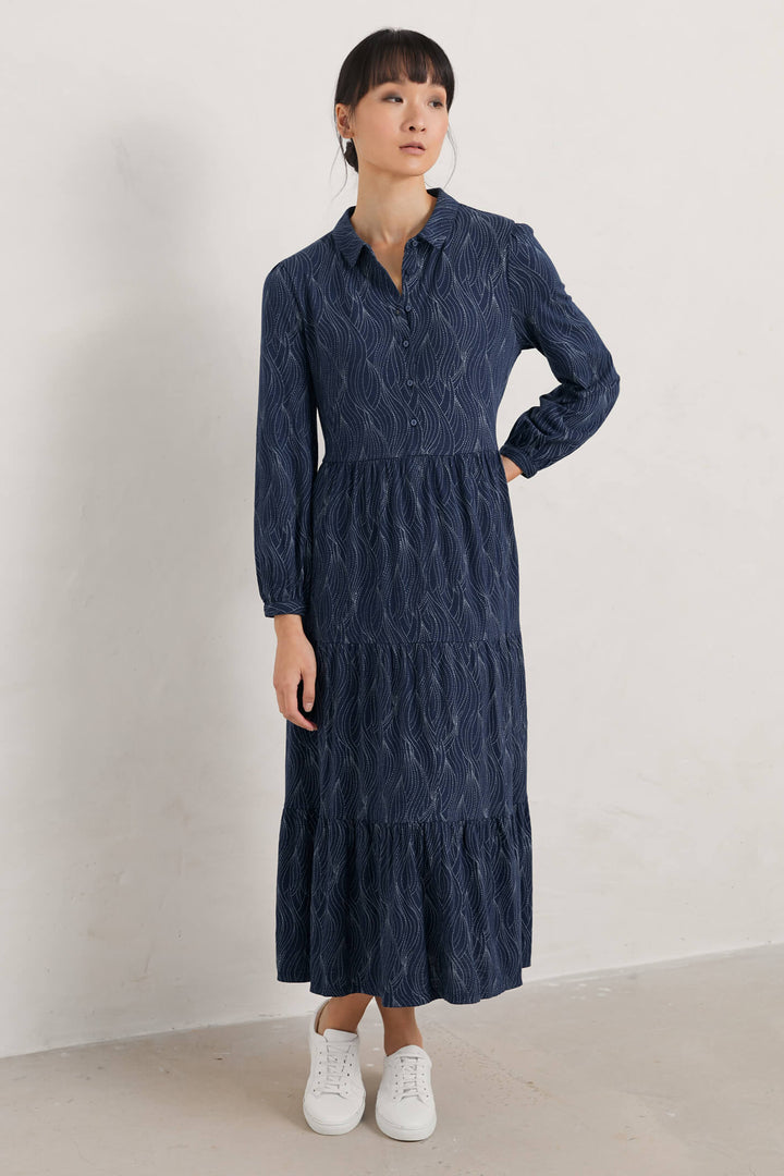 Seasalt Windflower Navy Blue Tide Stitch Quay Dress - Shirley Allum Boutique