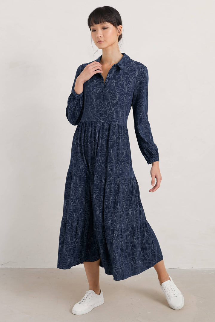 Seasalt Windflower Navy Blue Tide Stitch Quay Dress - Shirley Allum Boutique