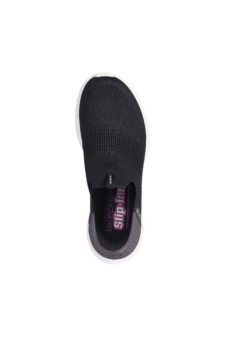 Sketchers Slip-Ins Ultra Flex 3.0-Smooth Step Black Trainer - Shirley Allum Boutique