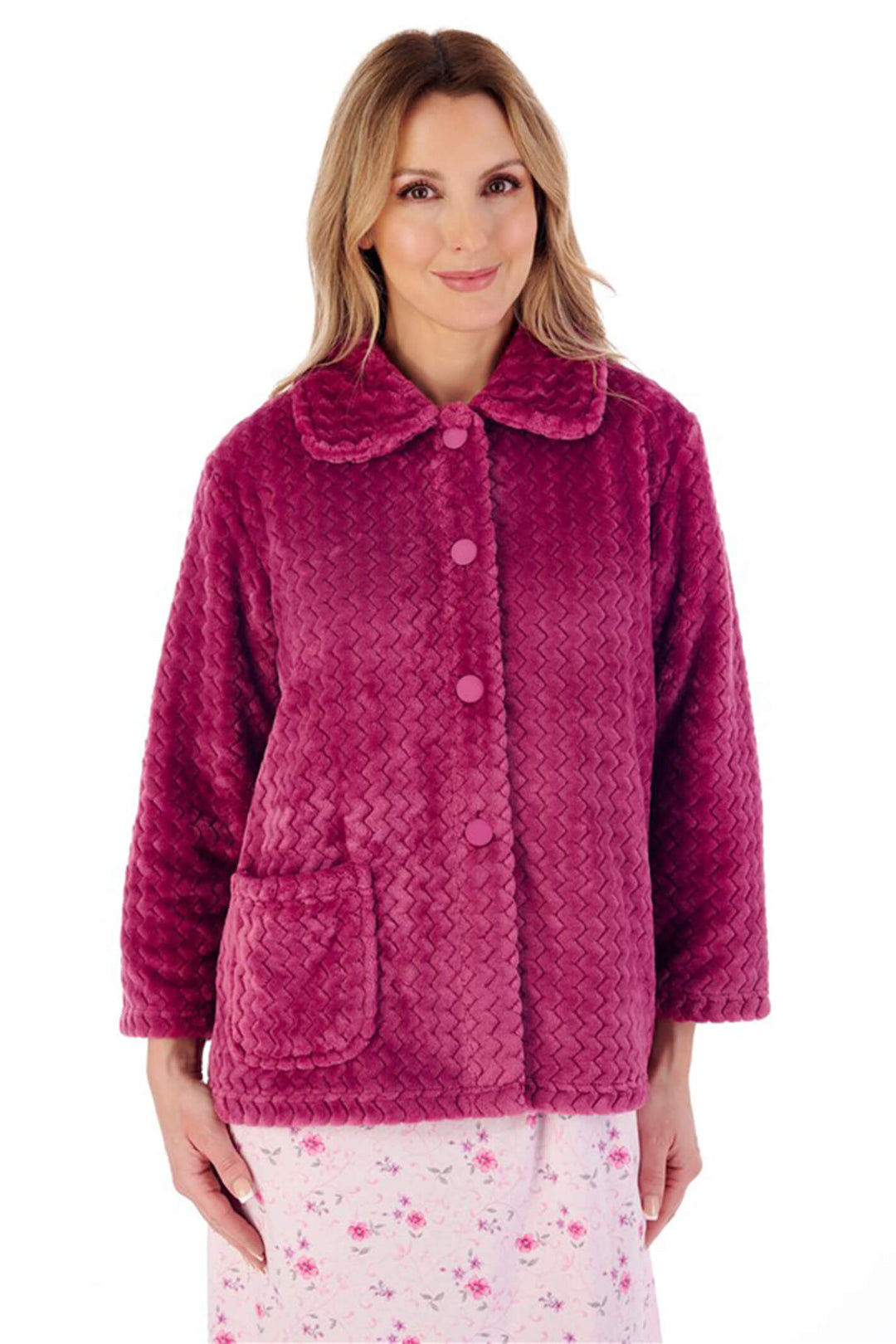 Slenderella BJ02315 Pink Fleece Bed Jacket - Shirley Allum Boutique