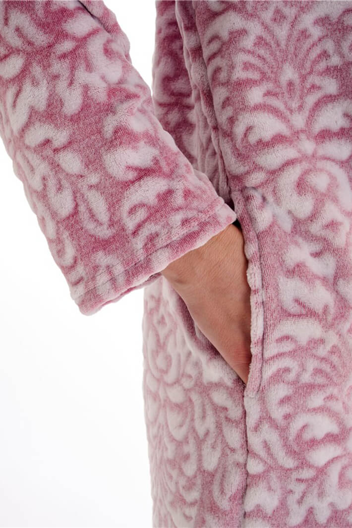 Slenderella HC02332 Pink Embossed Zip Housecoat - Shirley Allum Boutique