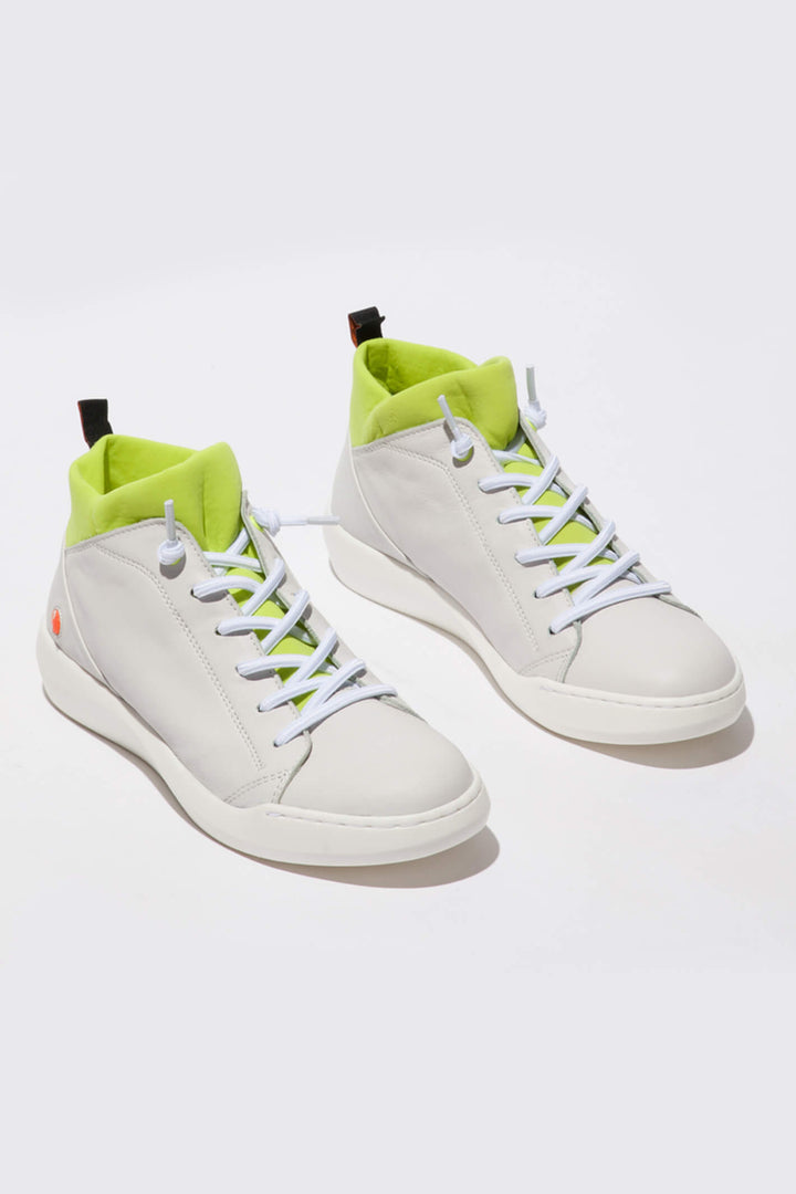 Softinos BIEL549SOF P900549021 Leather White W/Yellow Trainer - Shirley Allum Boutique