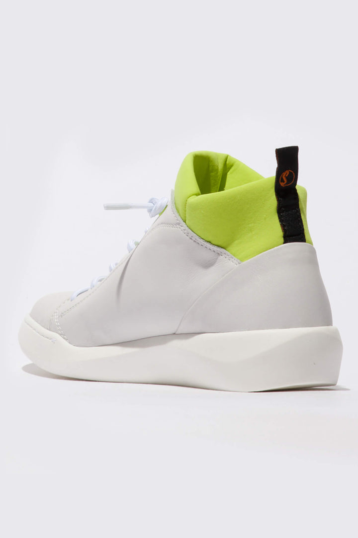 Softinos BIEL549SOF P900549021 Leather White W/Yellow Trainer - Shirley Allum Boutique