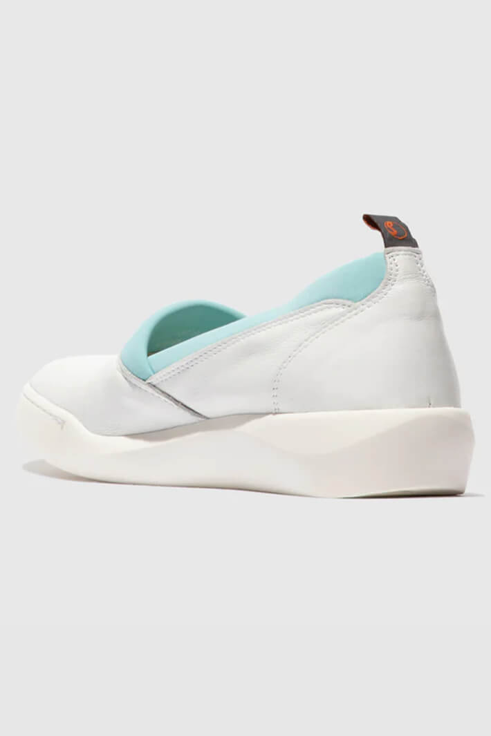 Softinos BIPY686SOF Leather WhiteBaby Blue Trainer - Shirley Allum Boutique