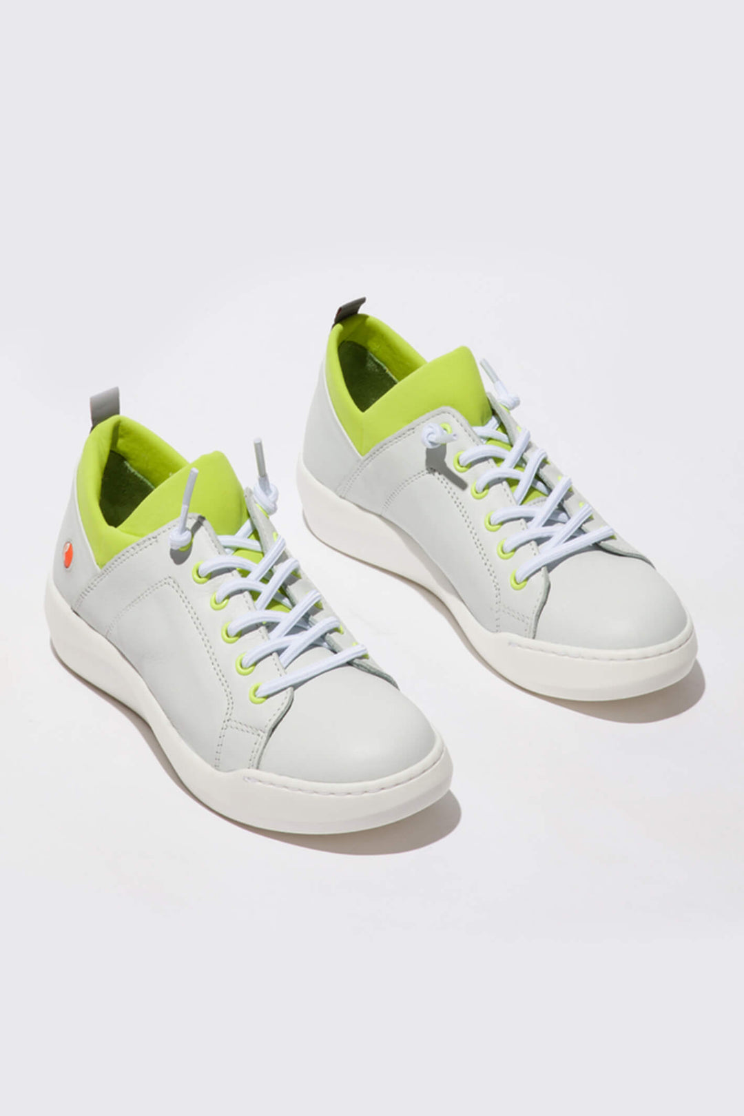 Softinos BONN667SOF P900667006 Leather WhitePistachio Trainer - Shirley Allum Boutique