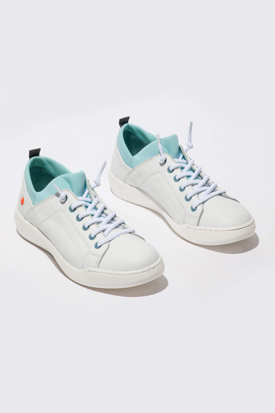 Softinos BONN667SOF P900667007 Leather White/Baby Blue Trainer - Shirley Allum Boutique