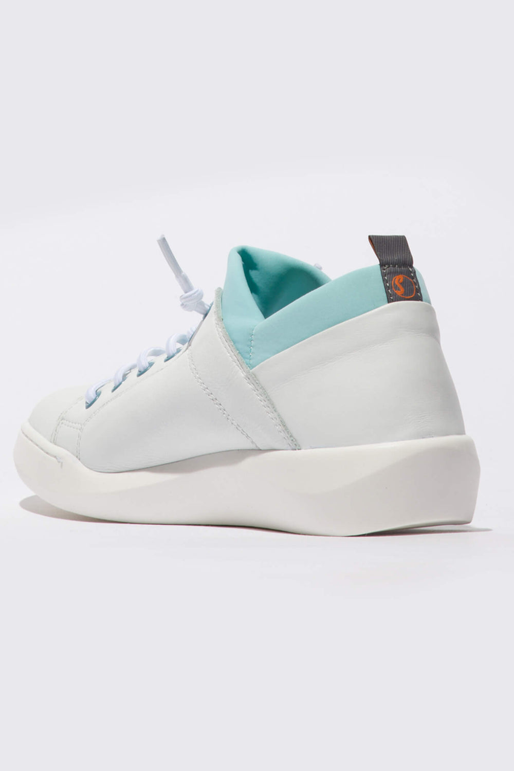 Softinos BONN667SOF P900667007 Leather White/Baby Blue Trainer - Shirley Allum Boutique