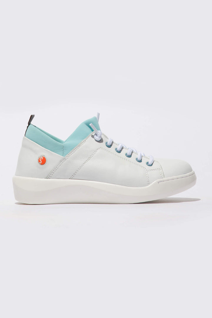 Softinos BONN667SOF P900667007 Leather White/Baby Blue Trainer - Shirley Allum Boutique