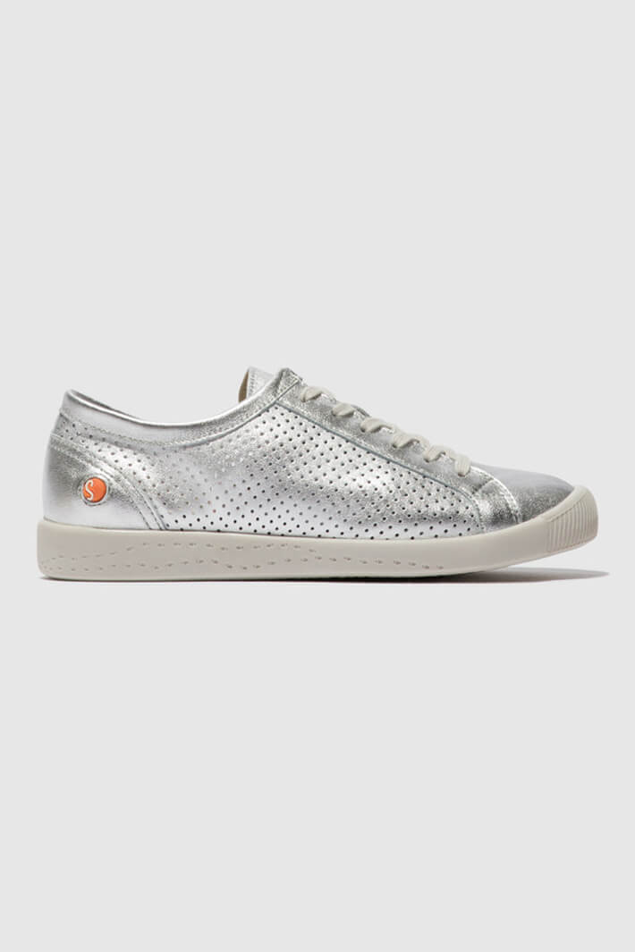 Softinos ICA388SOF Silver Leather Trainer - Shirley Allum Boutique