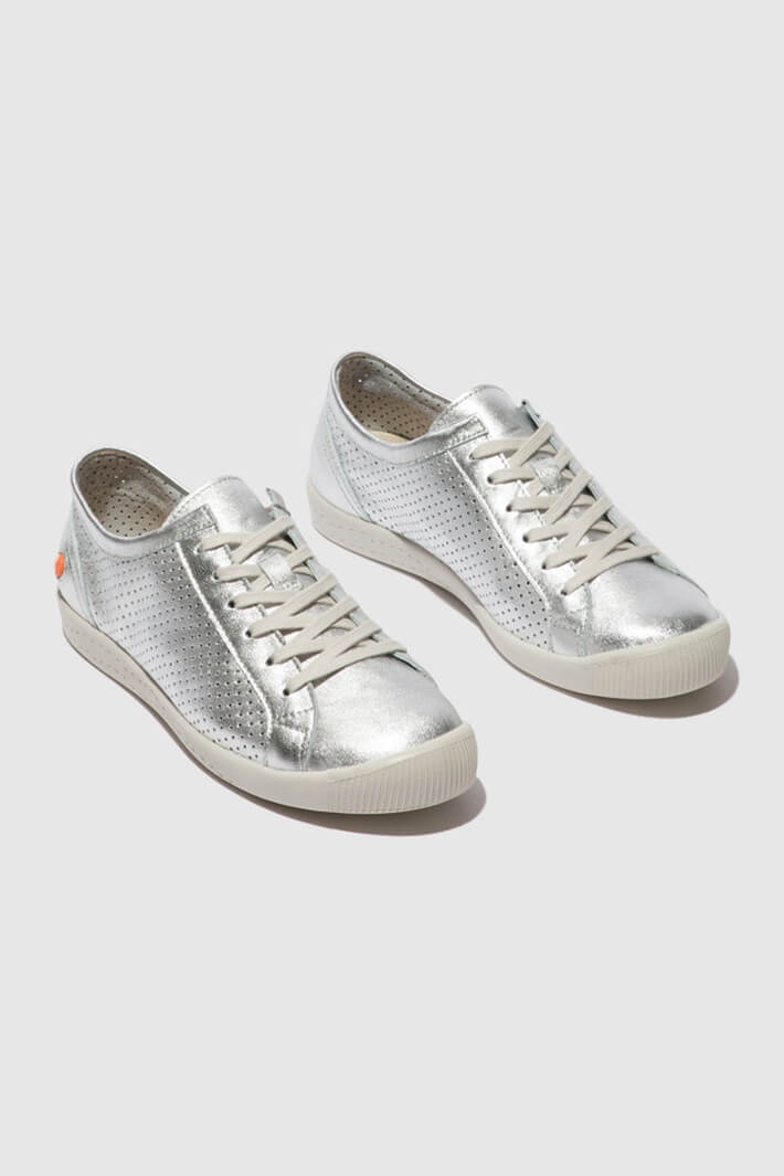 Softinos ICA388SOF Silver Leather Trainer - Shirley Allum Boutique