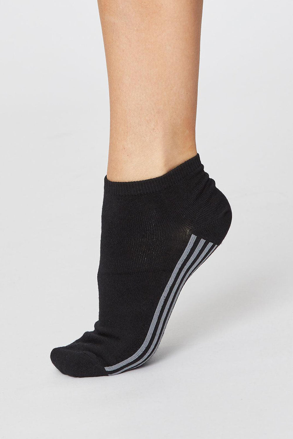 Thought SPW248 Jane Black Stripe Bamboo Trainer Socks - Shirley Allum Boutique
