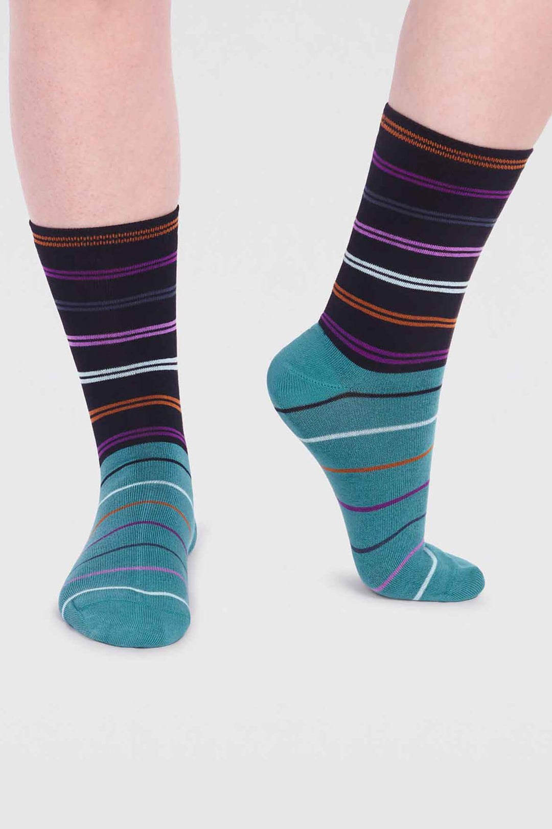 Thought SPW799 Lauryn Black Bamboo Stripe Socks - Shirley Allum Boutique