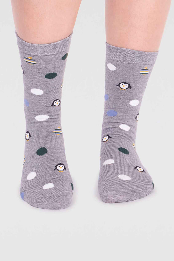 Thought SPW820 Neva Grey Marle Bamboo Penguin Socks - Shirley Allum Boutique