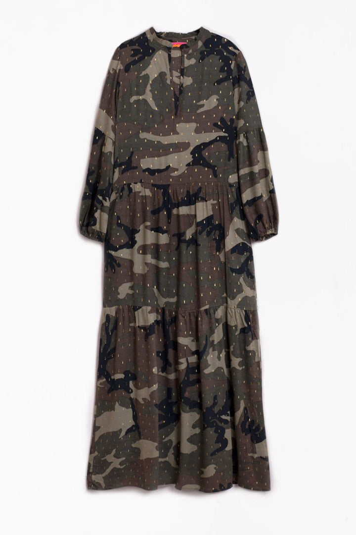 Vilagallo 28563 Mimetic Lurex Camouflage Print Dress