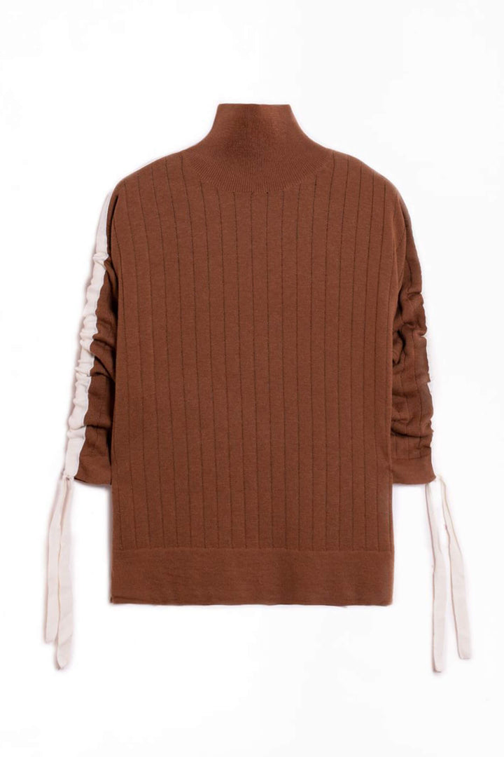Vilagallo 28598 Brown Jumper With Ecru Stripe