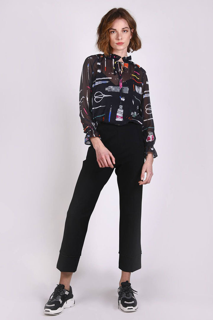 Vilagallo 28786 Black Make Art Print Blouse