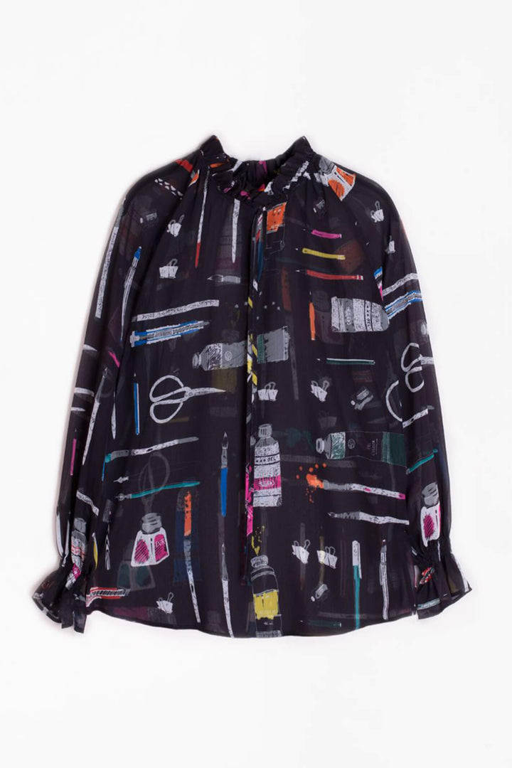 Vilagallo 28786 Black Make Art Print Blouse