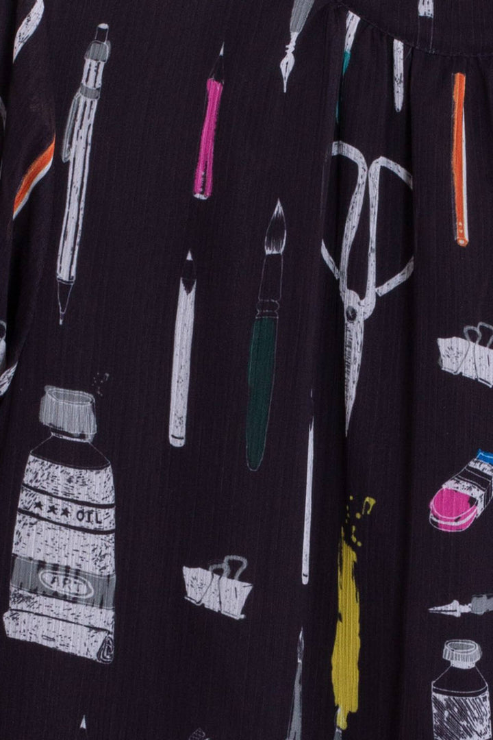 Vilagallo 28786 Black Make Art Print Blouse