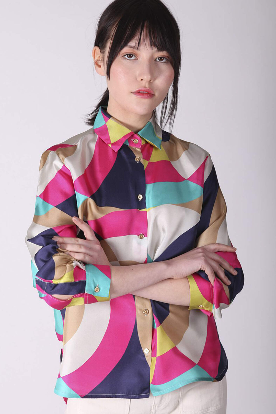 Vilagallo 28804 Olbia Multicolour Print Silk Shirt