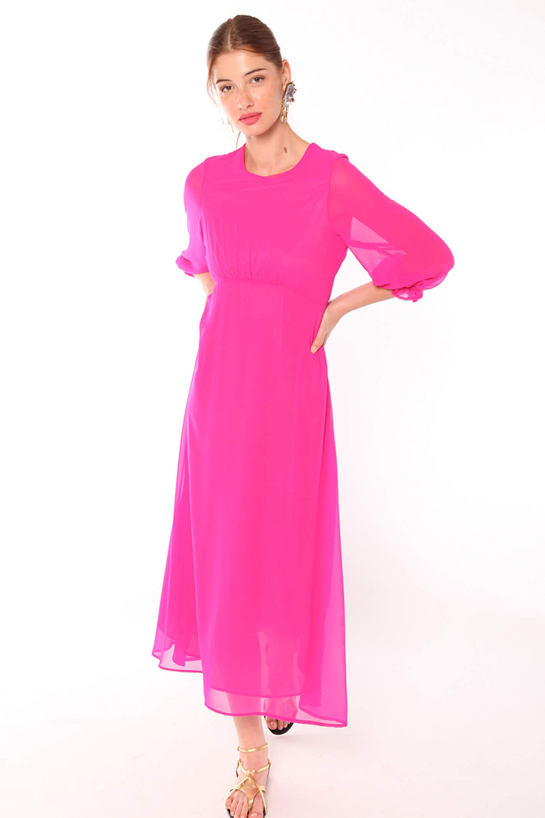 Vilagallo 29976 Kara Fuchsia Pink Midi Dress - Shirley Allum Boutique