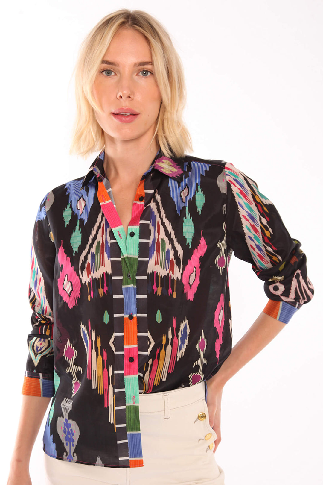 Vilagallo 30300 Irina Black Multi Print Shirt - Shirley Allum Boutique