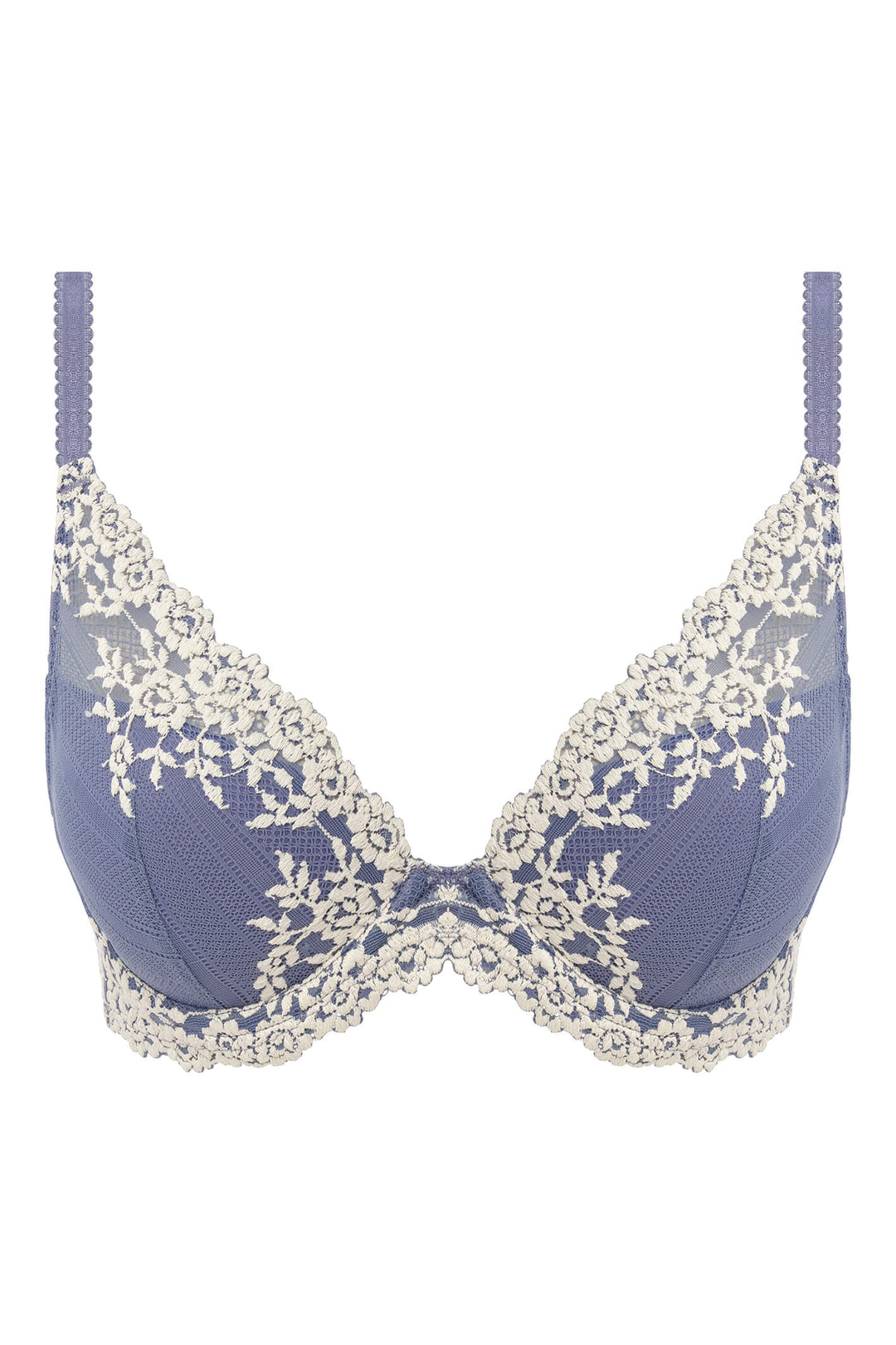 Wacoal WA853291 Blue Wild Wind Egret Embrace Lace Plunge Bra - Shirley Allum Boutique