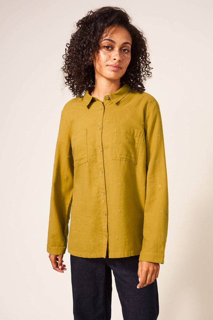 White Stuff 436868 Emilia Chartreuse Multi Organic Cotton Shirt - Shirley Allum Boutique